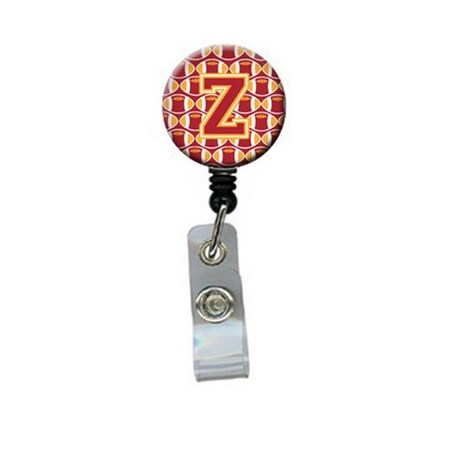 Carolines Treasures Letter Z Football Cardinal and Gold Retractable Badge Reel CJ1070-ZBR
